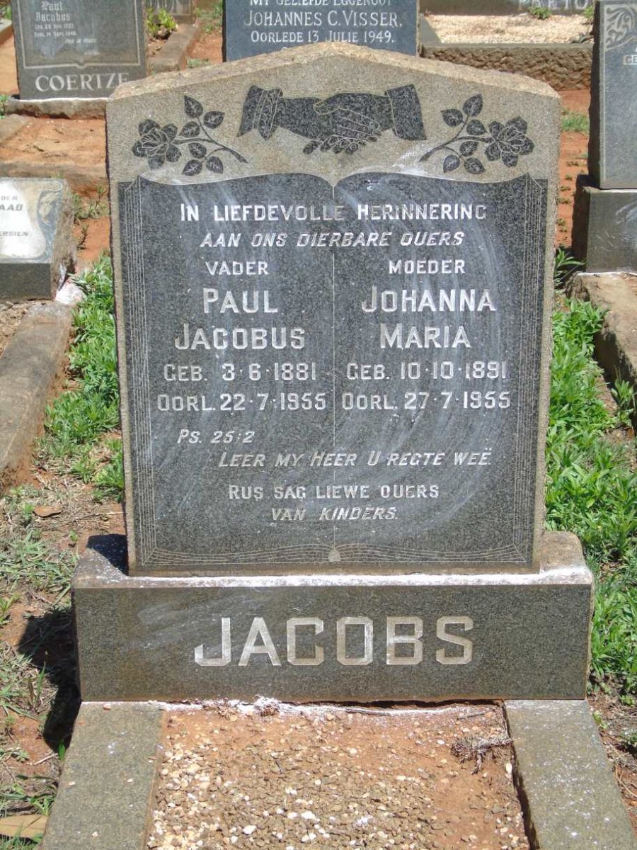 JACOBS Paul Jacobus 1881-1955 & Johanna Maria 1891-1955
