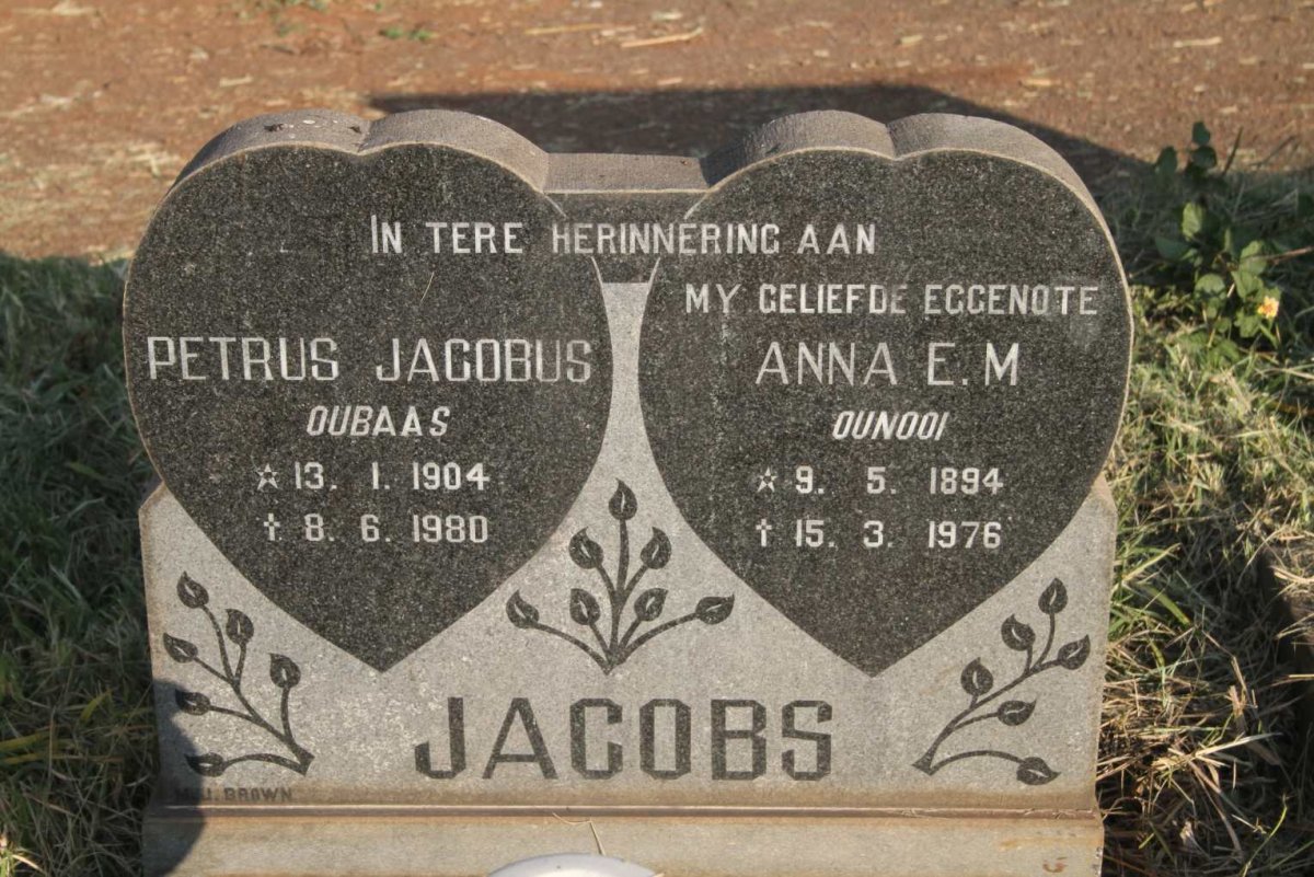 JACOBS Petrus Jacobus 1904-1980 & Anna E.M. 1894-1976