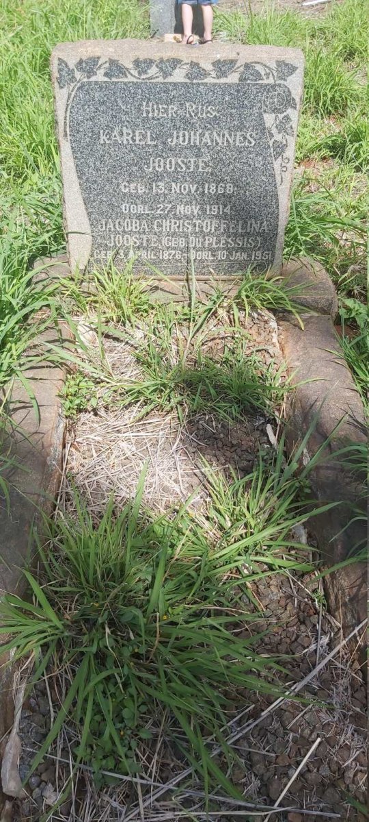 JOOSTE Karel Johannes 1868-1914 &amp; Jacoba Christoffelina DU PLESSIS 1876-1951