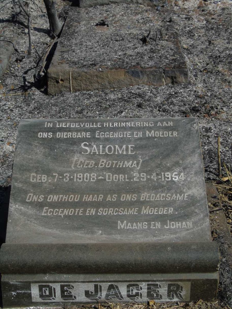 JAGER Salome, de nee BOTHMA 1908-1954