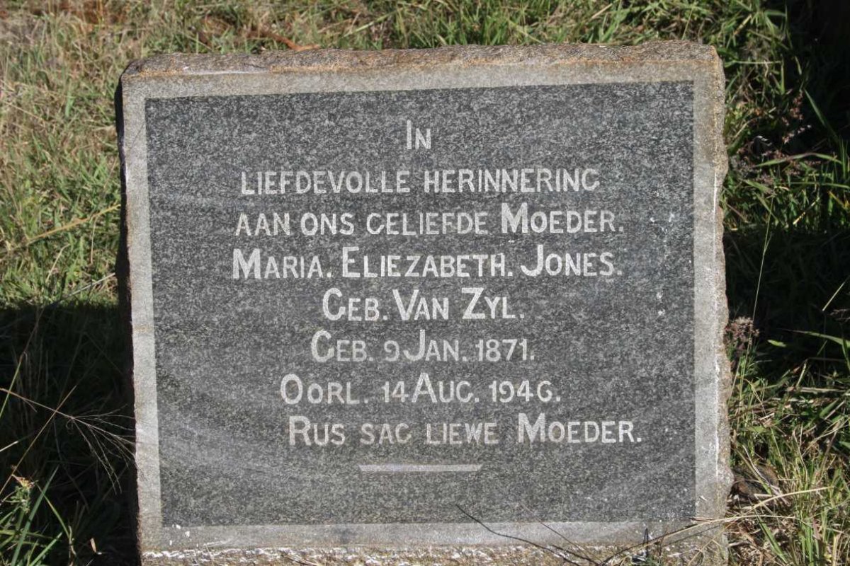 JONES Maria Eliezabeth nee VAN ZYL 1871-1946