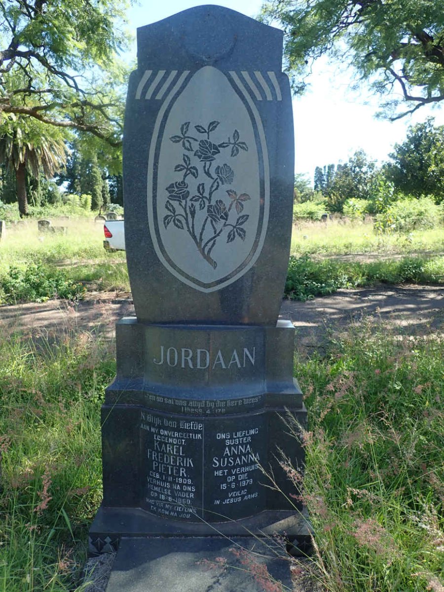 JORDAAN Karel Frederik Pieter 1909-1960 &amp; Anna Susanna -1979