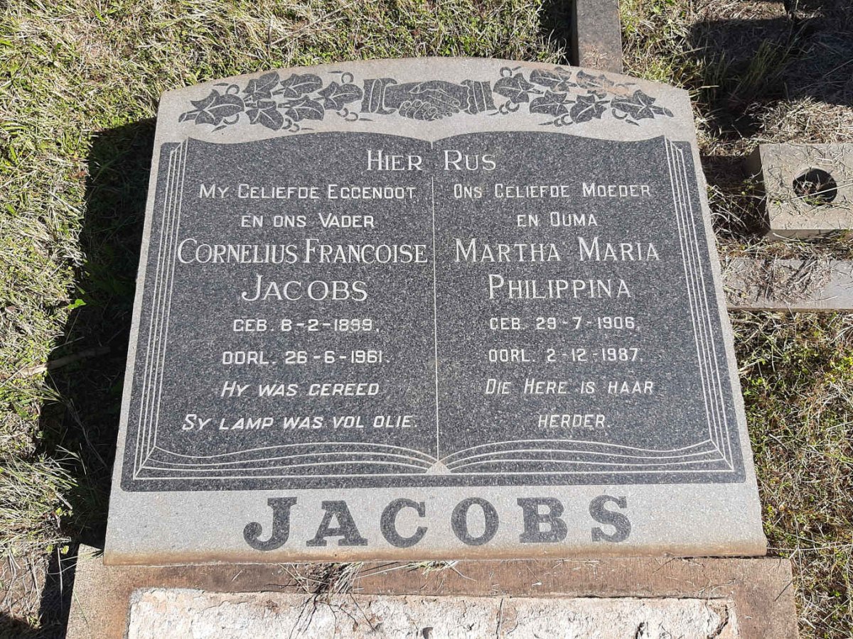 JACOBS Cornelius Francoise 1899-1961 &amp; Martha Maria Philippina 1906-1987