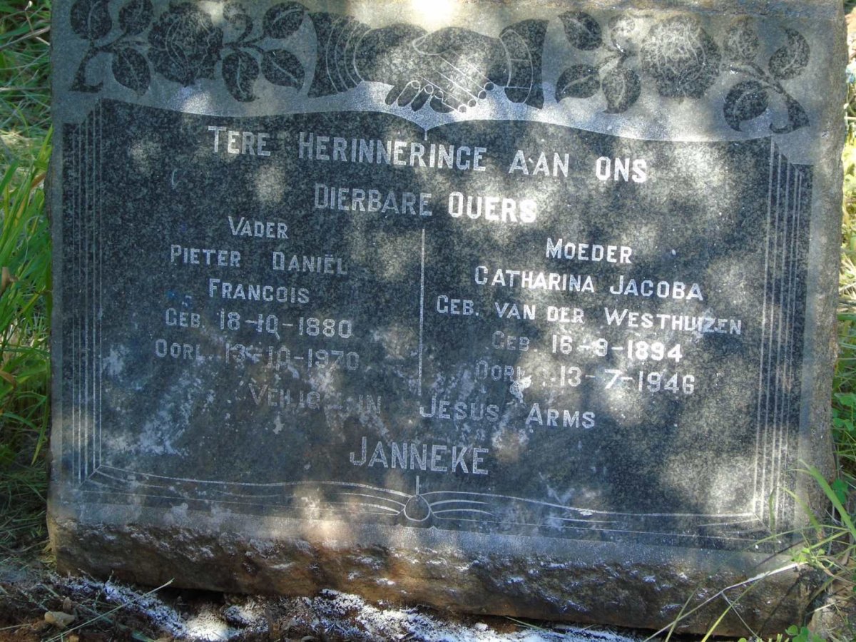JANNEKE Pieter Daniel Francois 1880-1970 & Catharina Jacoba VAN DER WESTHUIZEN 1894-1946