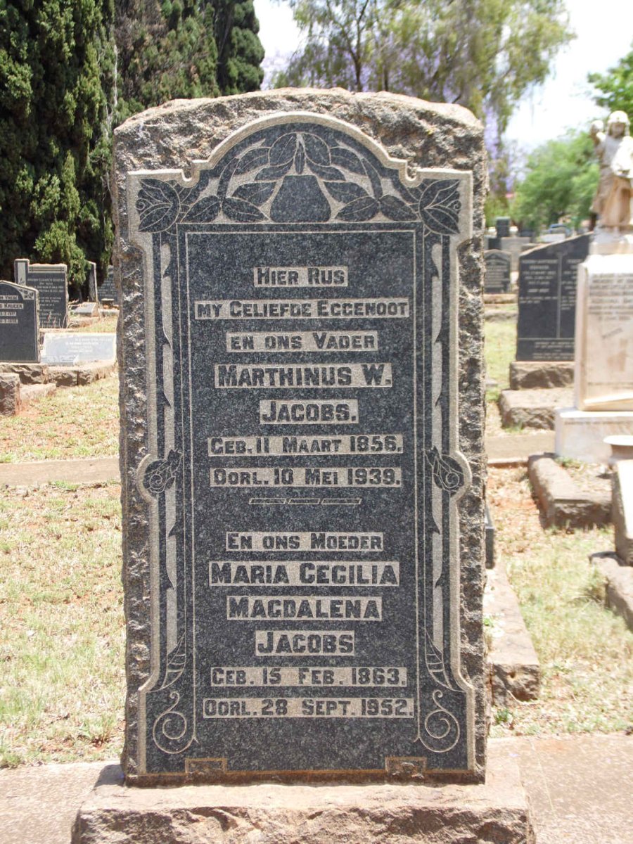 JACOBS Marthinus W. 1856-1939 &amp; Maria Cecilia Magdalena 1863-1952