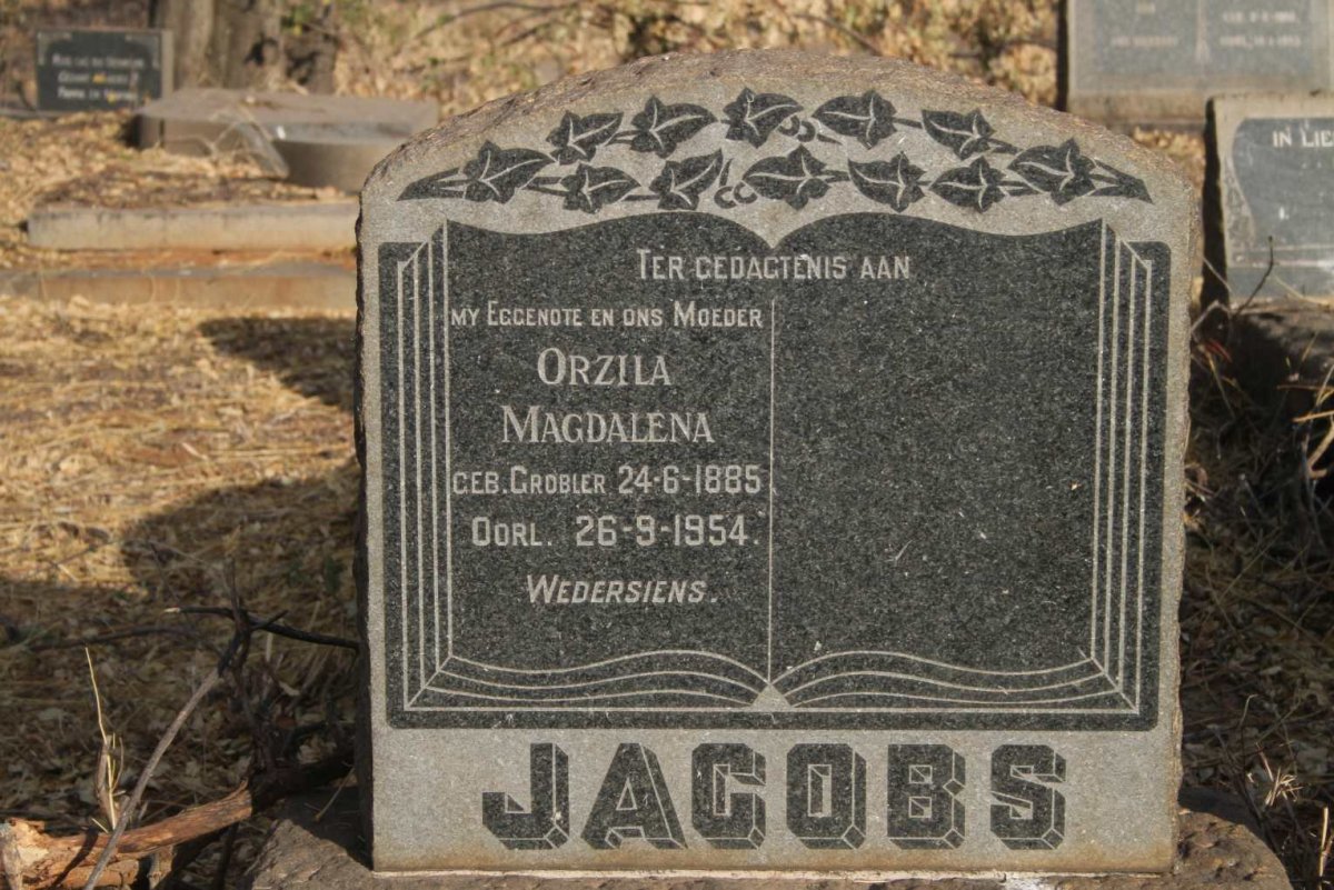 JACOBS Orzila Magdalena nee GROBLER 1885-1954