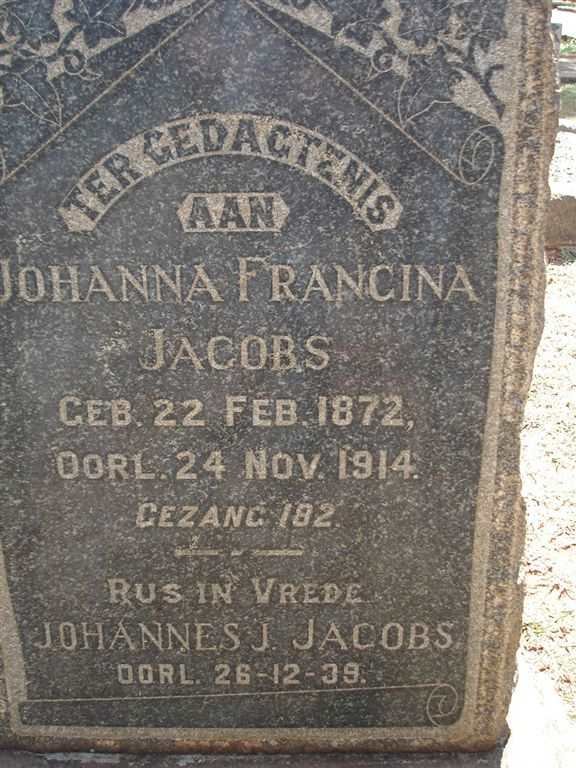 JACOBS Johanna Francina 1872-1914 :: JACOBS Johannes J. -1939