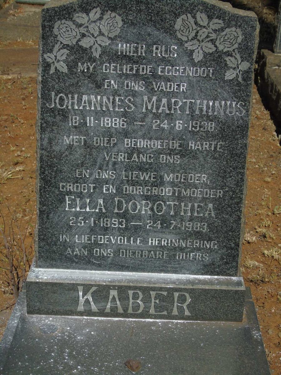KABER Johannes Marthinus 1886-1938 & Ella Dorothea 1893-1983