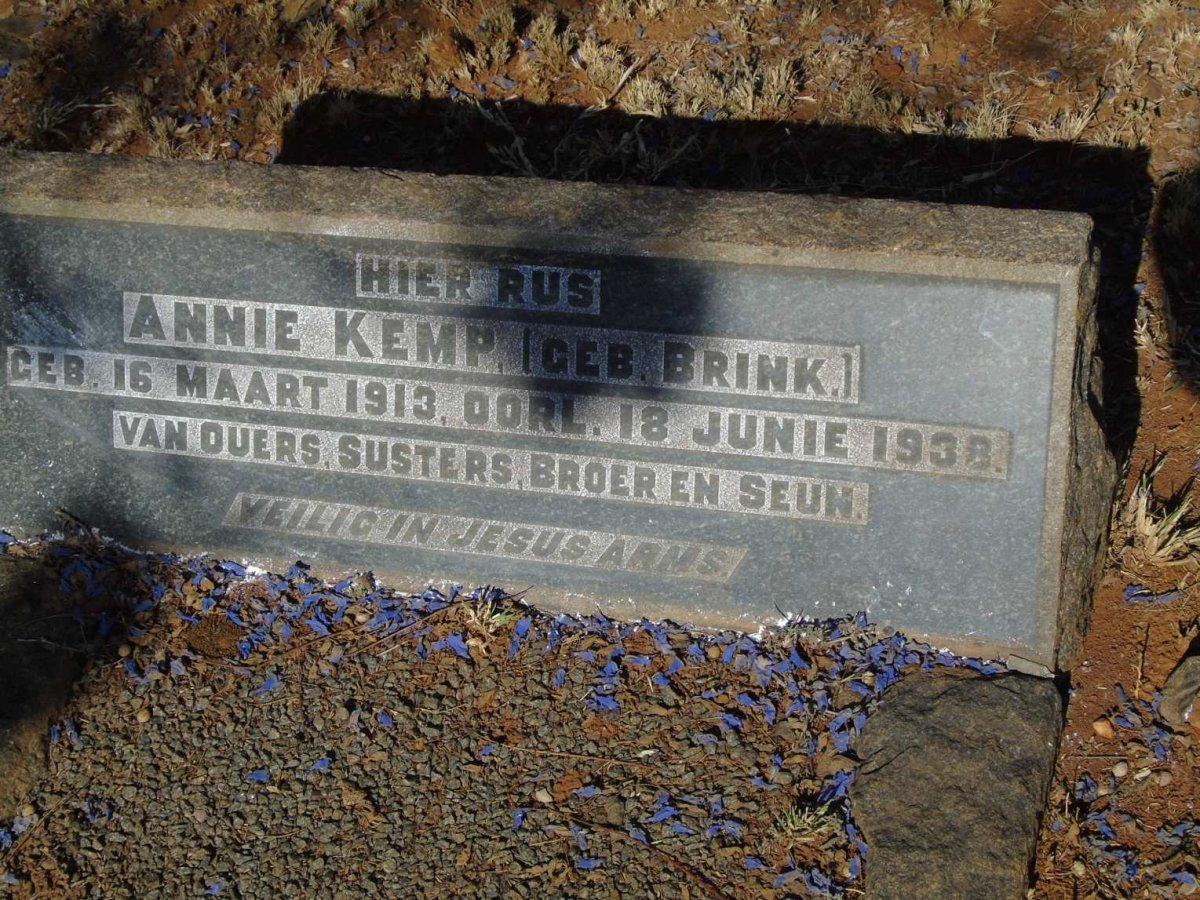 KEMP Annie nee BRINK 1913-1938