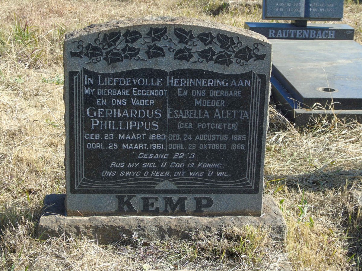 KEMP Gerhardus Phillippus 1883-1961 &amp; Esabella Aletta POTGIETER 1885-1968