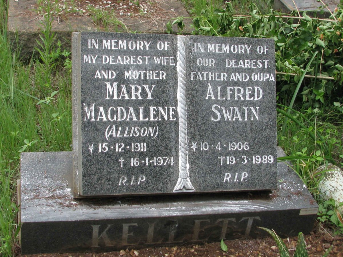 KELLETT Alfred Swain 1906-1989 &amp; Mary Magdalene ALLISON 1911-1974