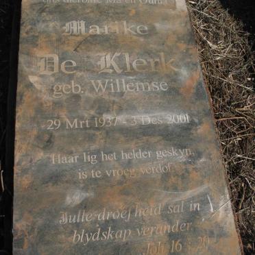 KLERK Marike, de nee WILLEMSE 1937-2001