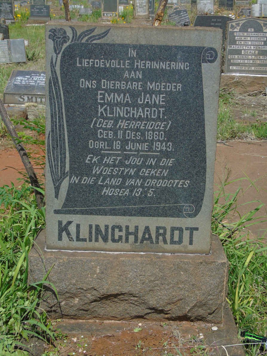 KLINGHARDT Emma Jane nee HERREIDGE 1860-1943