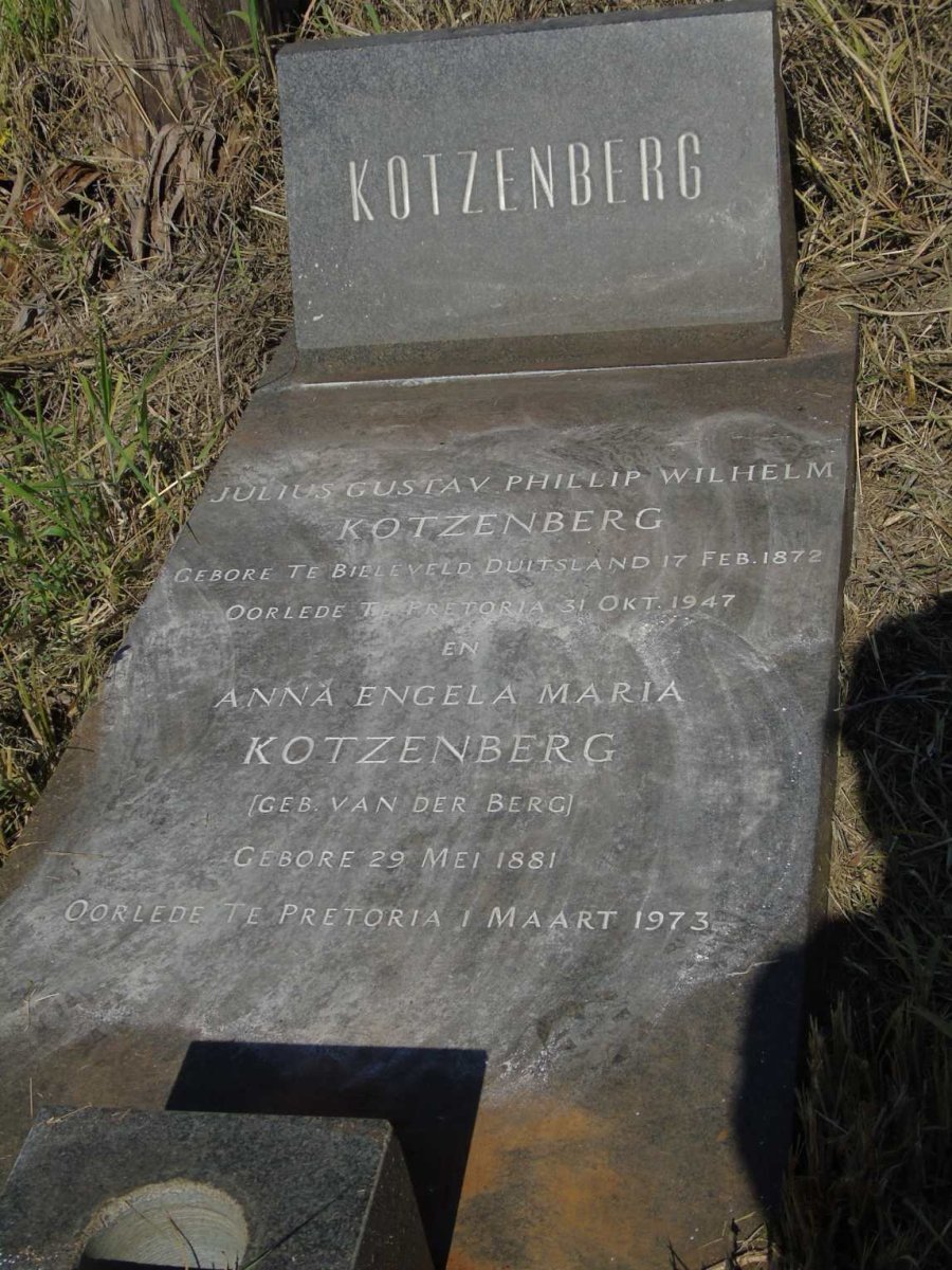 KOTZENBERG Julius Gustav Phillip Wilhelm 1872-1947 & Anna Engela Maria VAN DER BERG 1881-1973 :: KOTZENBERG Rudolph Paul Gustav 1921-1952_2