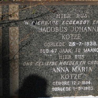 KOTZE Jacobus Johannes -1939 & Anna Maria 1894-1963