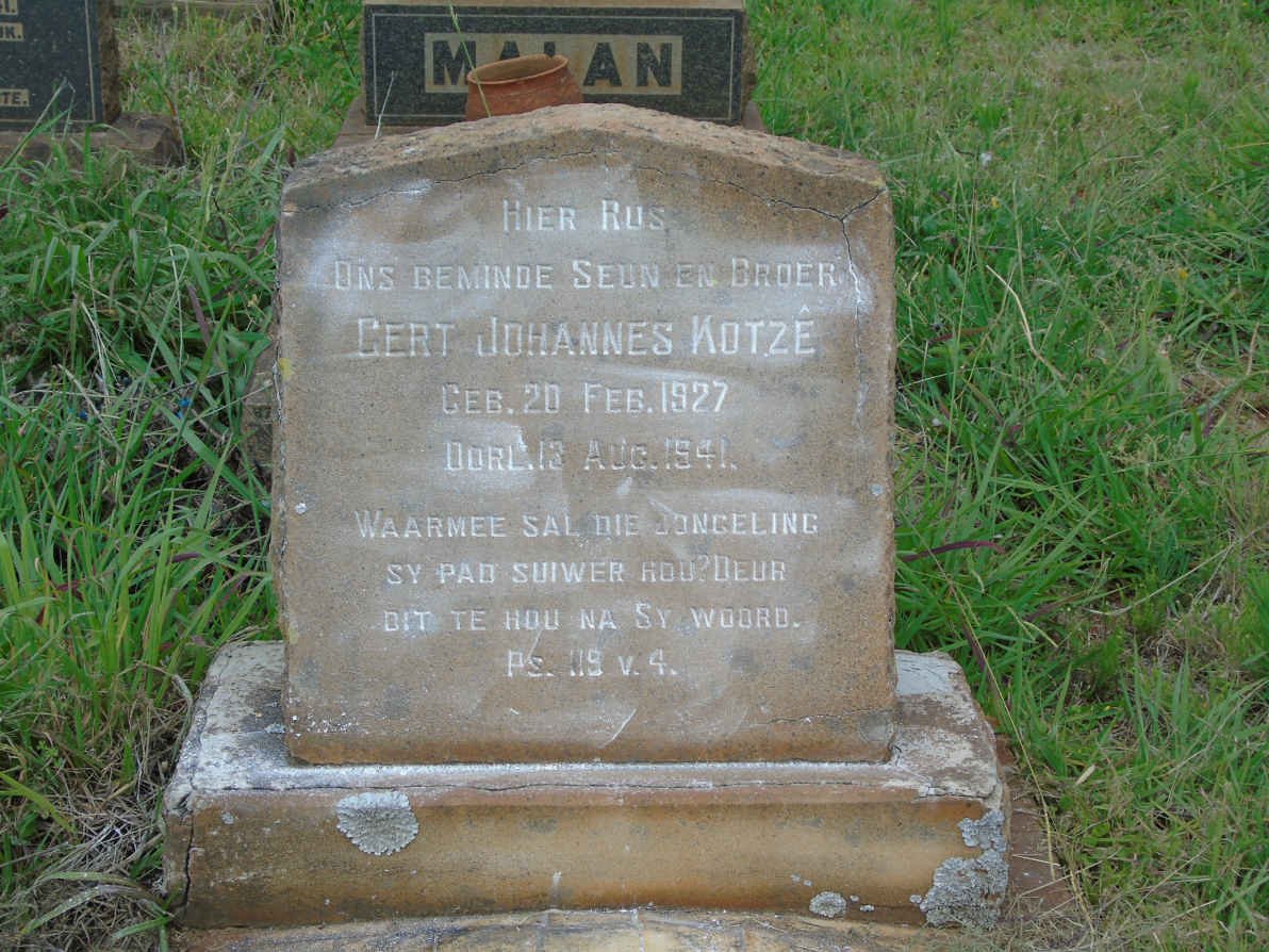KOTZE Gert Johannes 1927-1941