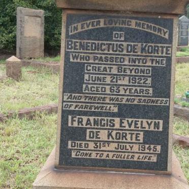 KORTE Benedictus, de -1922 &amp; Francis Evelyn -1945