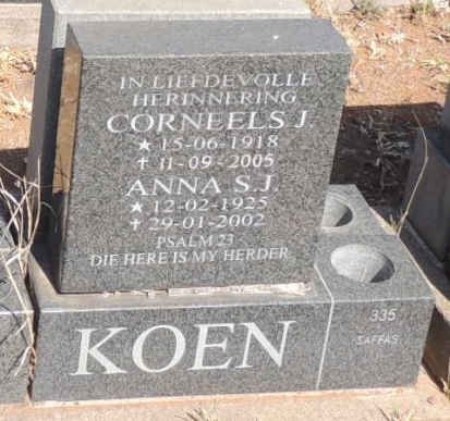 KOEN Corneels J. 1918-2005 & Anna S.J. 1925-2002