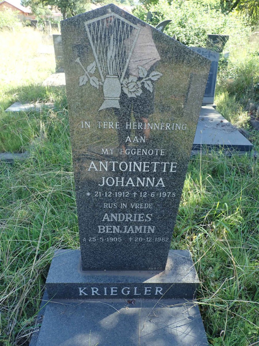 KRIEGLER Andries Benjamin 1905-1982 &amp; Antoinette Johanna 1912-1978