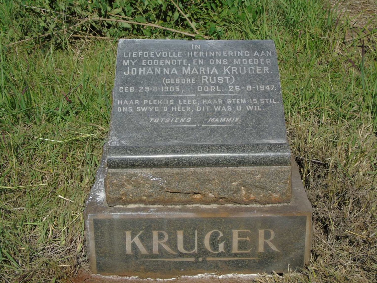KRUGER Johanna Maria nee RUST 1905-1947