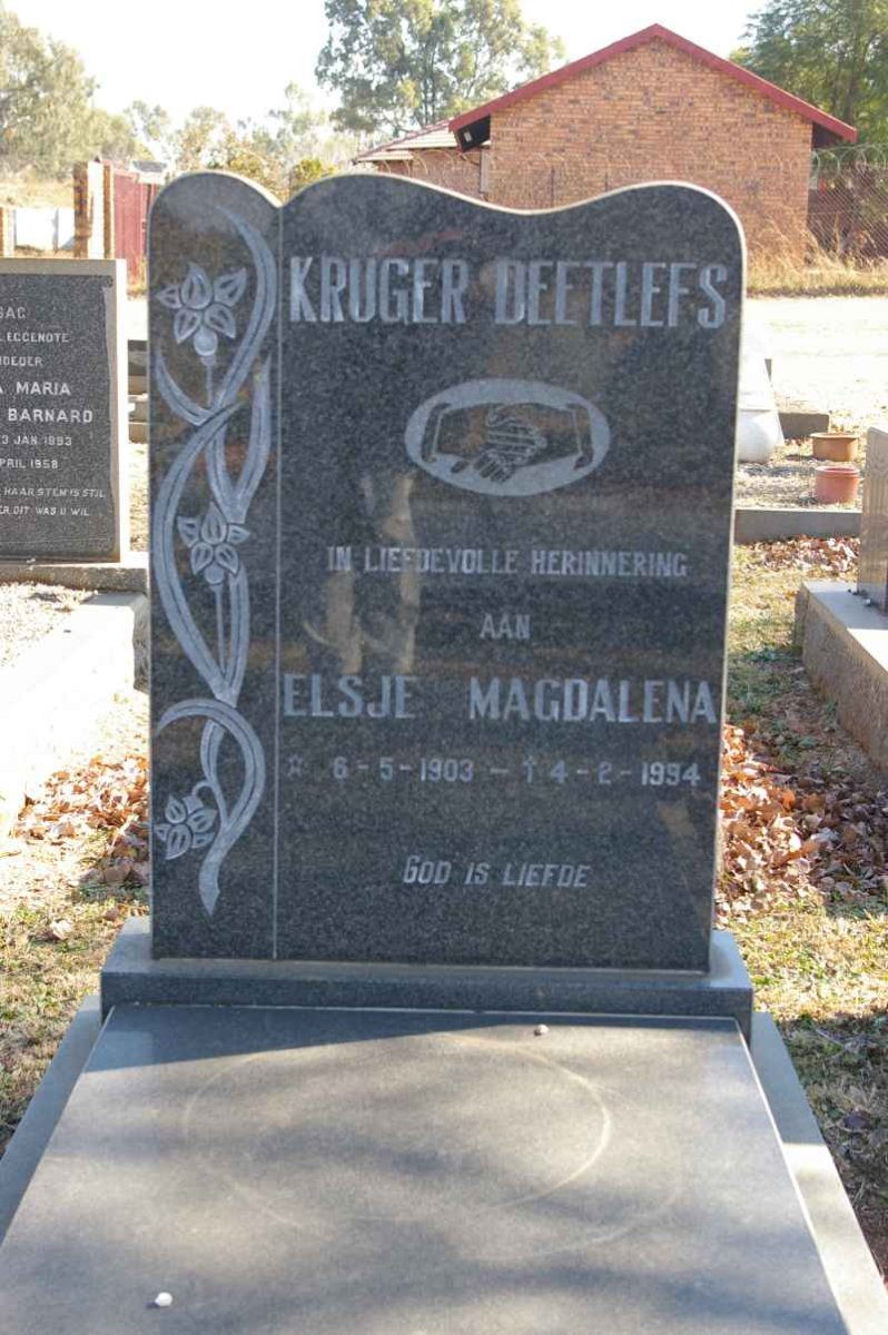 KRUGER Elsje Magdalena, DEETLEFS 1903-1994