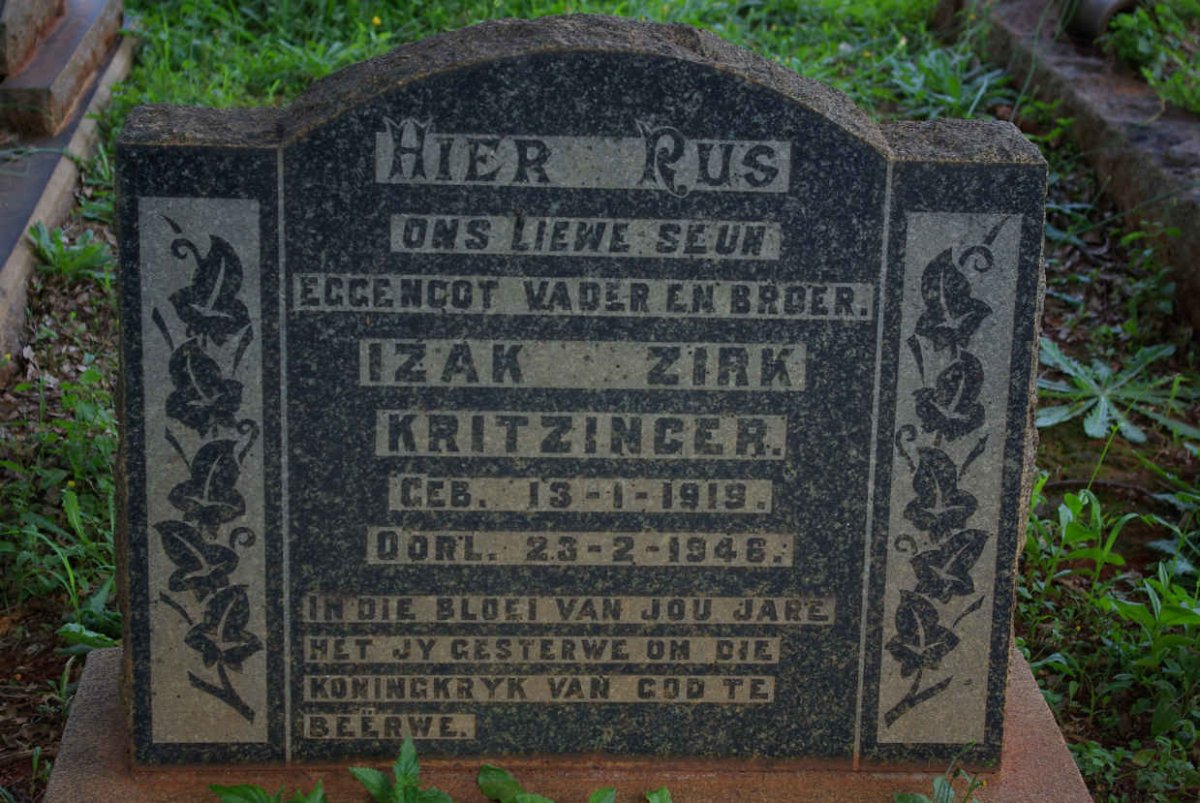 KRITZINGER Izak Zirk 1919-1946