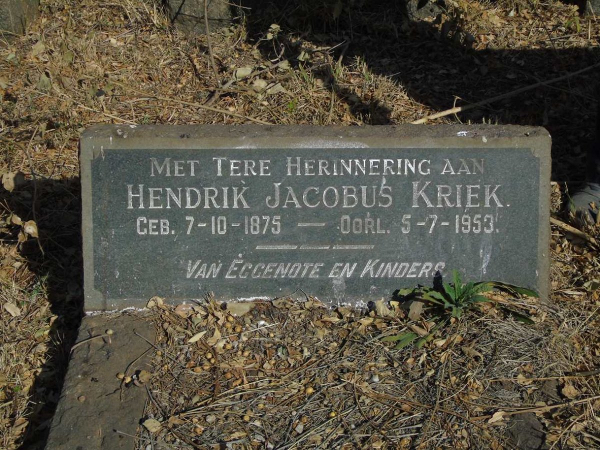 KRIEK Hendrik Jacobus 1875-1953