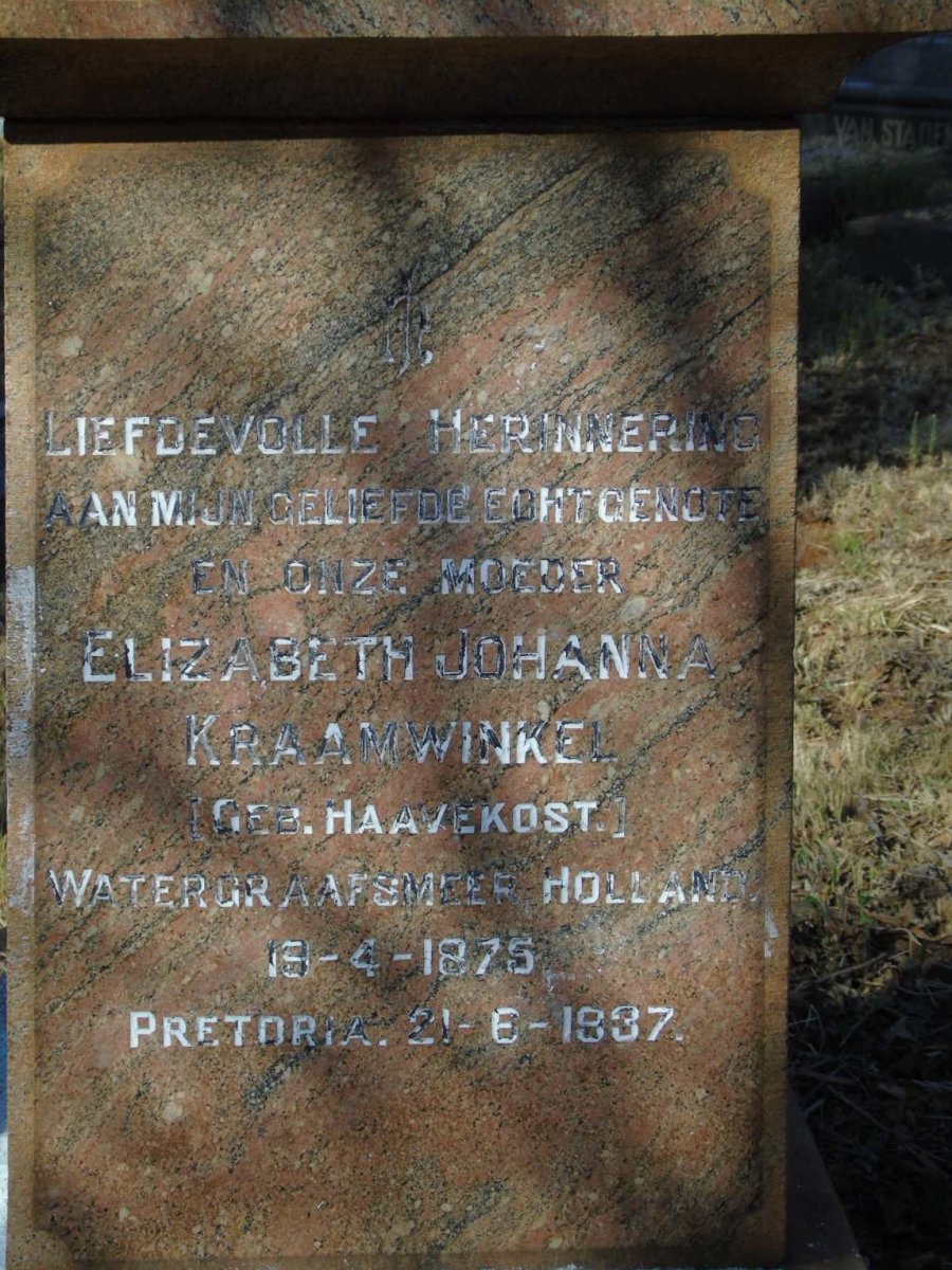 KRAAMWINKEL Elizabeth Johanna nee HAAVEKOST 1875-1937