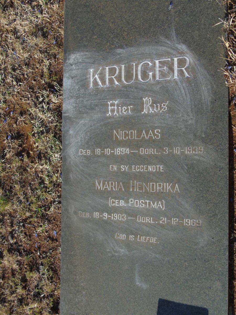 KRUGER Nicolaas 1894-1939 & Maria Hendrika POSTMA 1903-1969