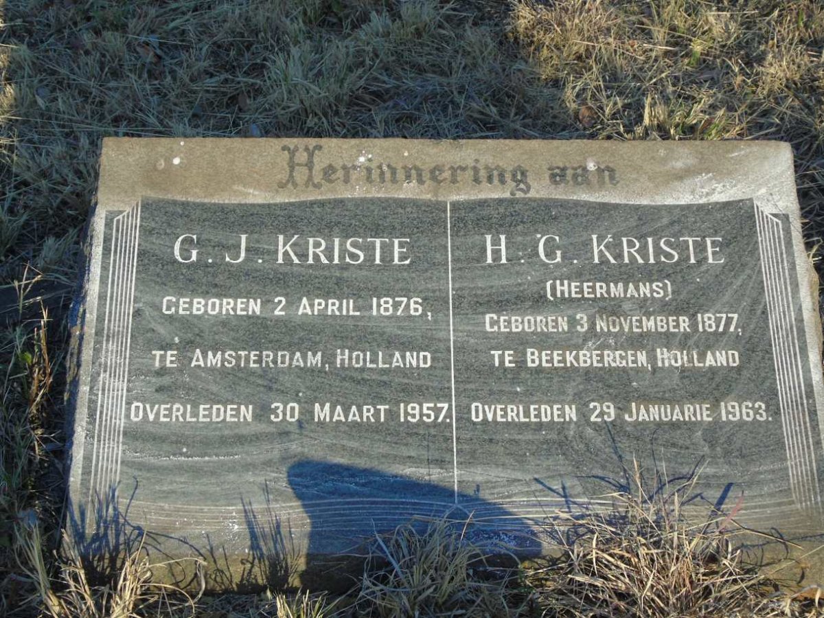 KRISTE G.J. 1876-1957 & H.G. HEERMANS 1877-1963