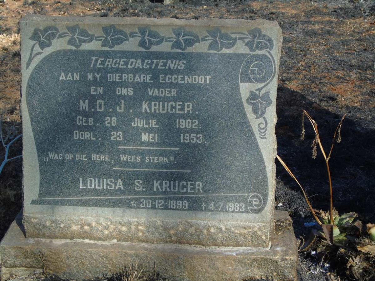 KRUGER M.D.J. 1902-1953 & Louisa S. 1899-1983