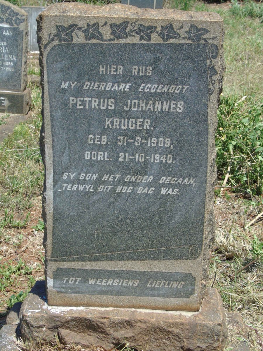 KRUGER Petrus Johannes 1909-1940