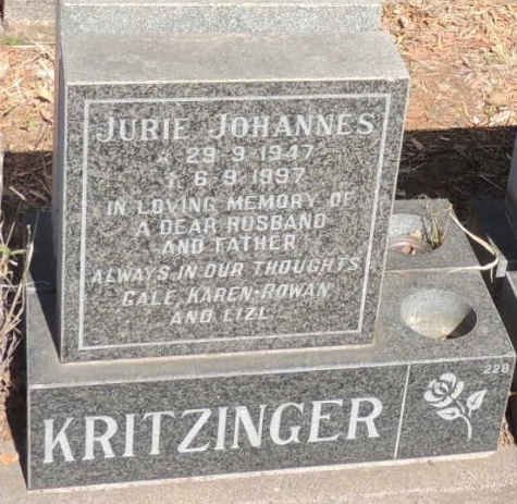 KRITZINGER Jurie Johannes 1947-1997
