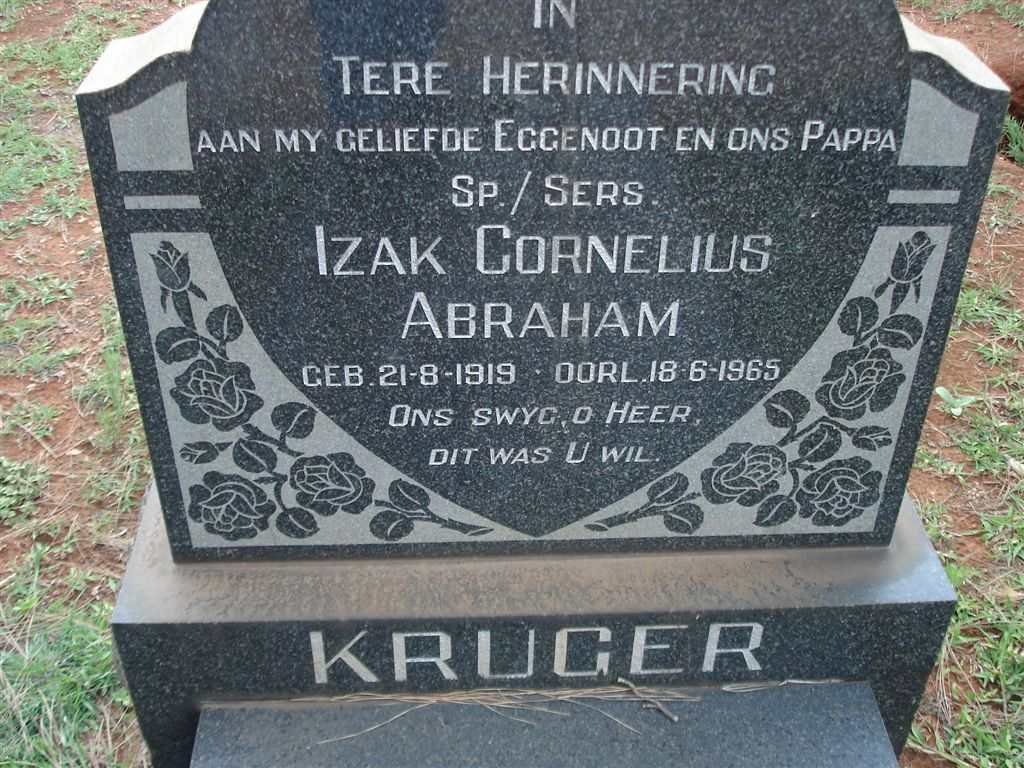 KRUGER Izak Cornelius Abraham 1919-1965
