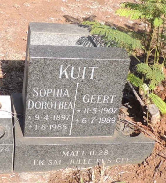 KUIT Geert 1907-1989 & Sophia Dorothea 1897-1985