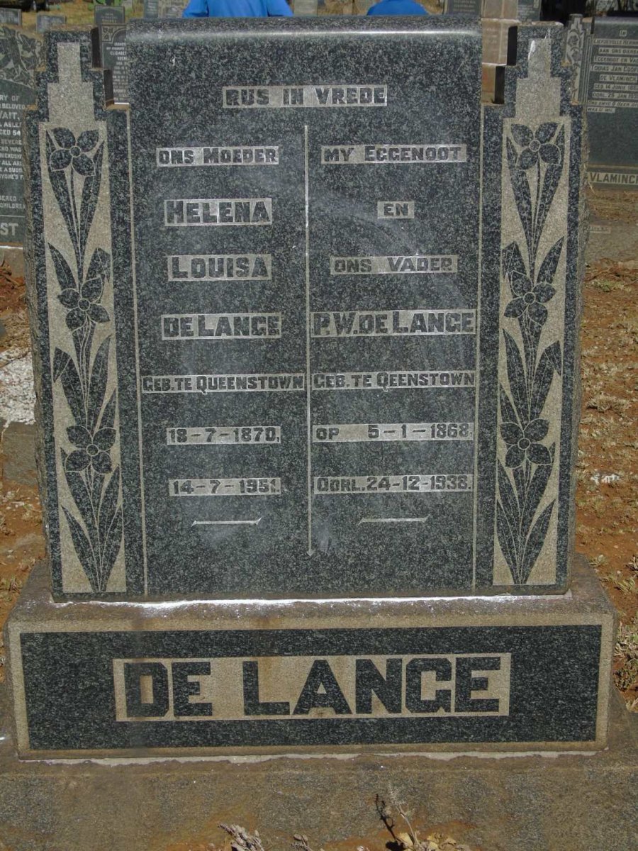 LANGE P.W. , de 1868-1938 & Helena Louisa 1870-1951