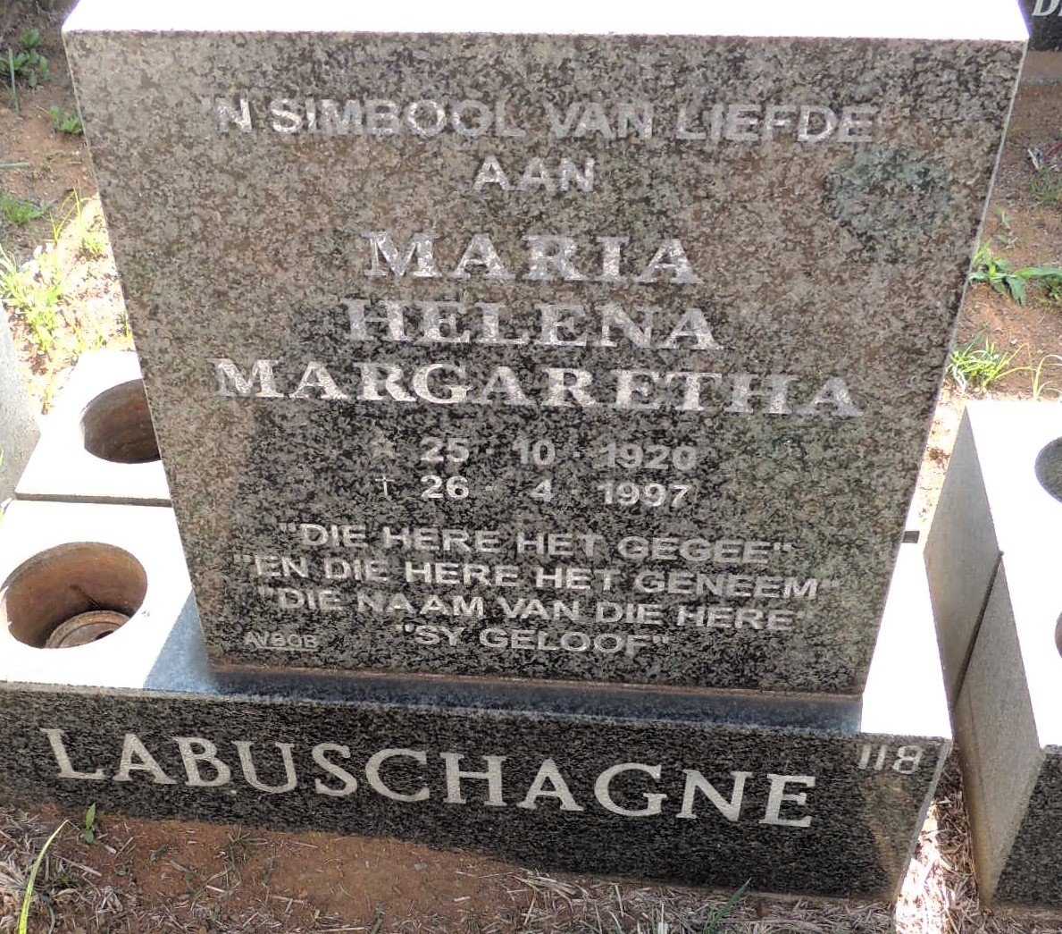 LABUSCHAGNE Maria Helena Margaretha 1920-1997
