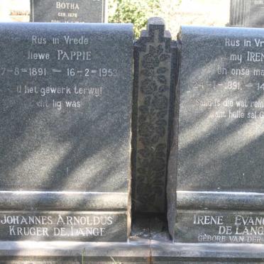 LANGE Johannes Arnoldus Kruger, de 1891-1953 & Irene Evangeline VAN DER HOVEN 1891-1948