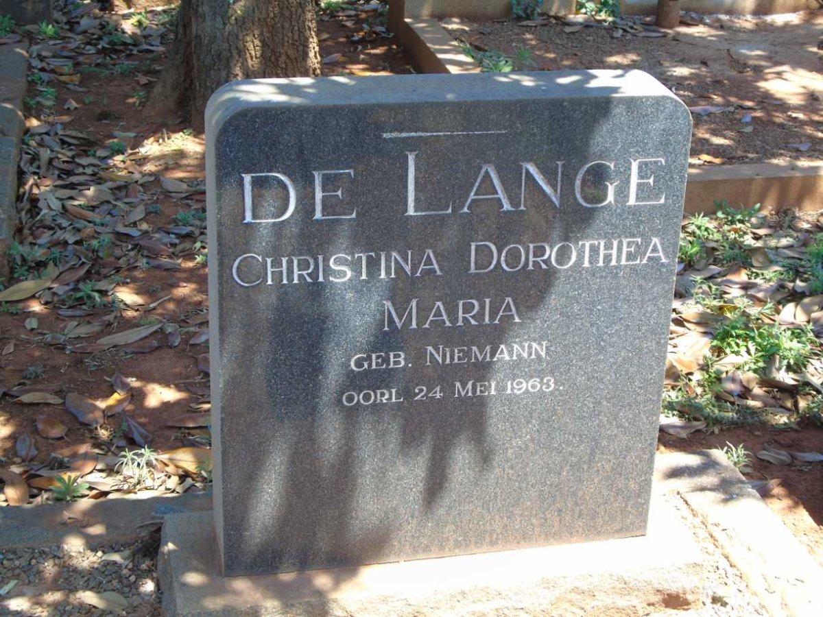 LANGE Christina Dorothea Maria, de nee NIEMANN -1963