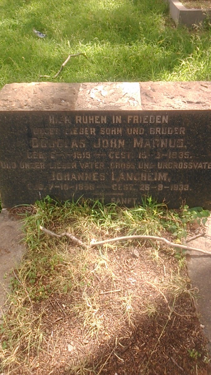 LANGHEIM Johannes 18??-1933 :: MAGNUS Douglas John 19??-1935