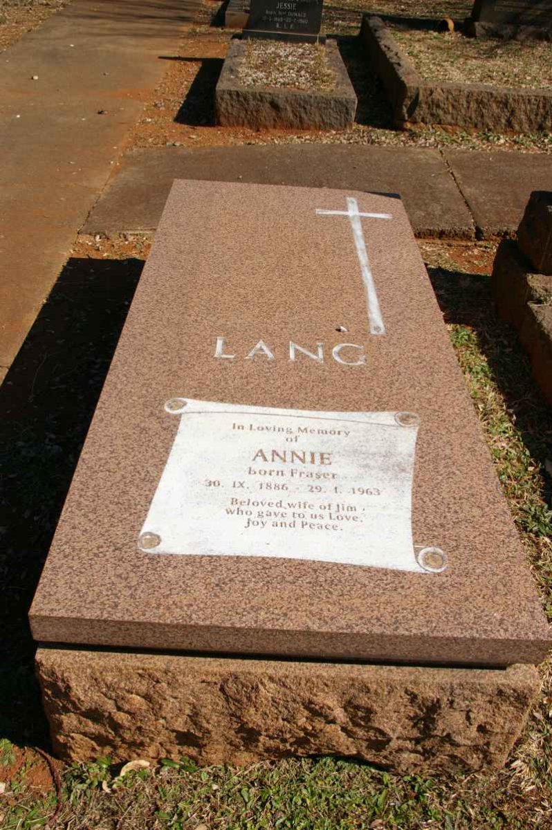 LANG Annie nee FRASER 1886-1963