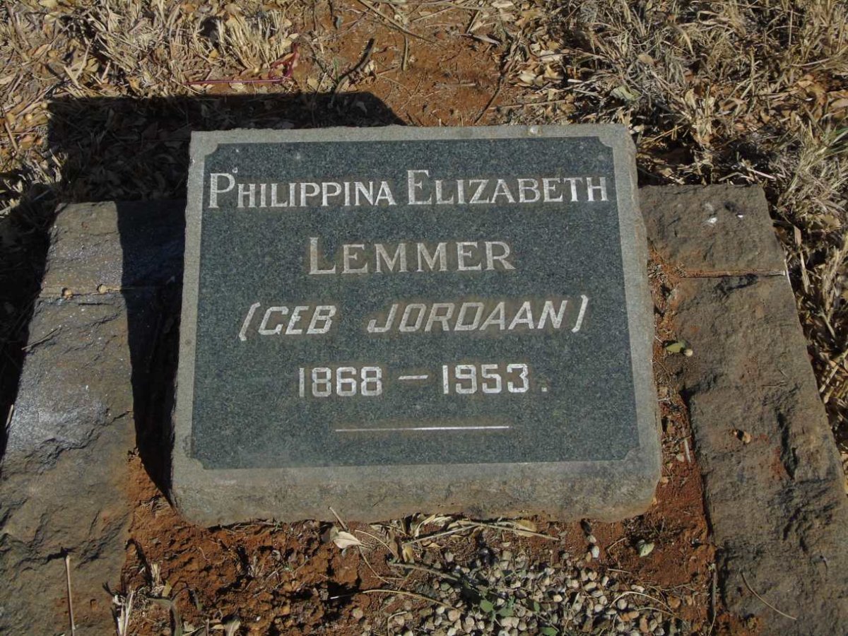 LEMMER Philippina Elizabeth nee JORDAAN 1868-1953