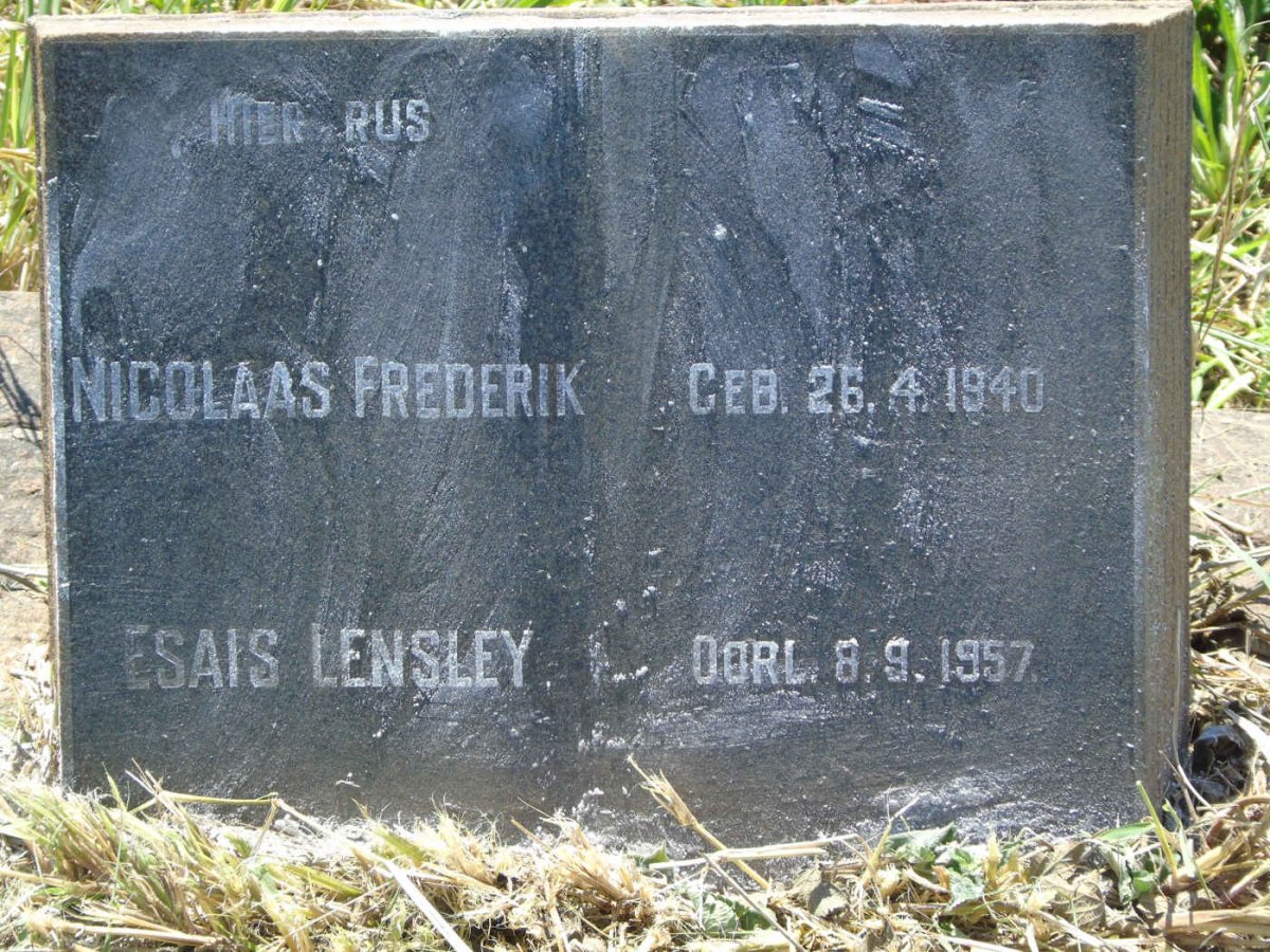 LENSLEY Nicolaas Frederik Esais 1940-1957