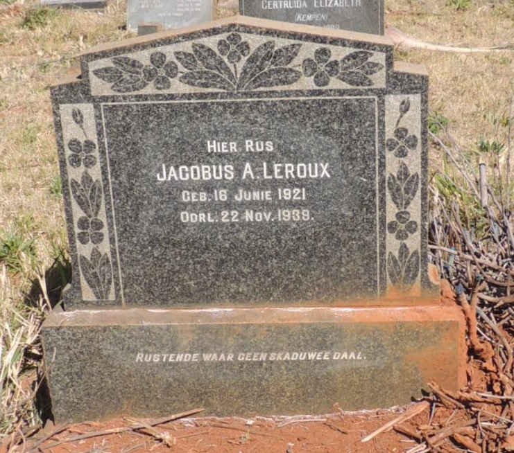 LEROUX Jacobus A. 1921-1939