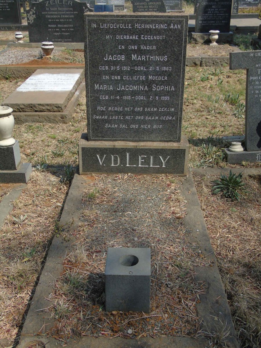 LELY Jacob Marthinus, v.d. 1912-1963 &amp; Maria Jacomina Sophia 1915-1999