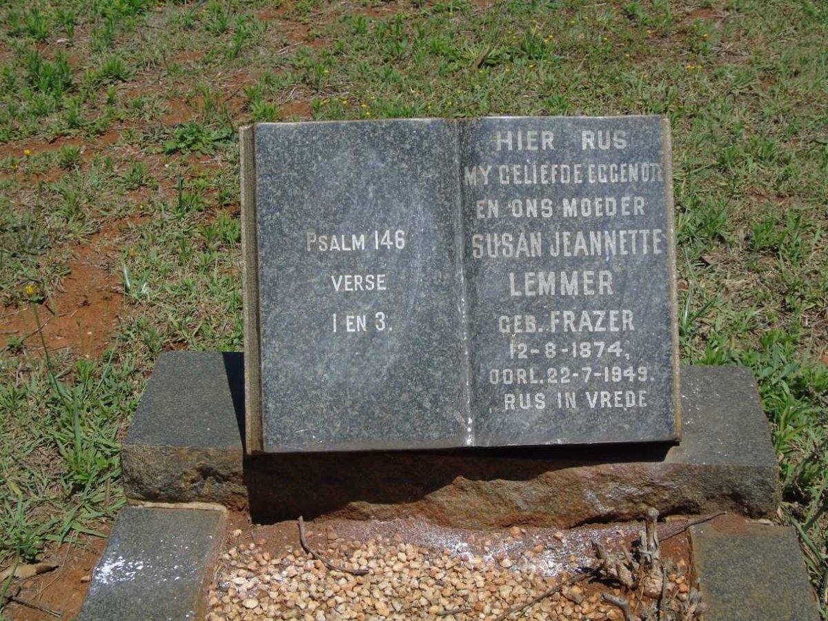 LEMMER Susan Jeanette nee FRAZER 1874-1949