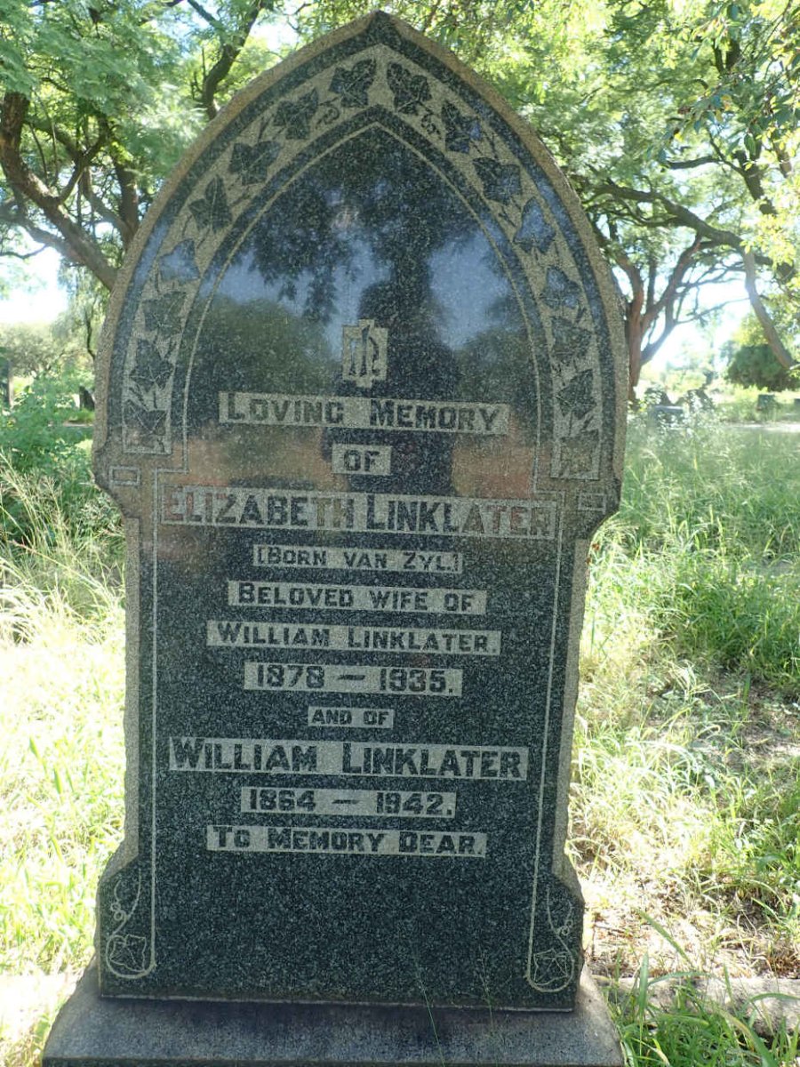 LINKLATER William 1864-1942 &amp; Elizabeth VAN ZYL 1878-1935
