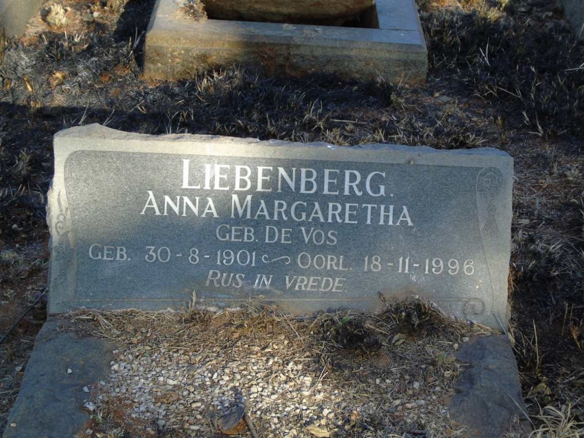 LIEBENBERG Anna Margaretha nee DE VOS 1901-1996