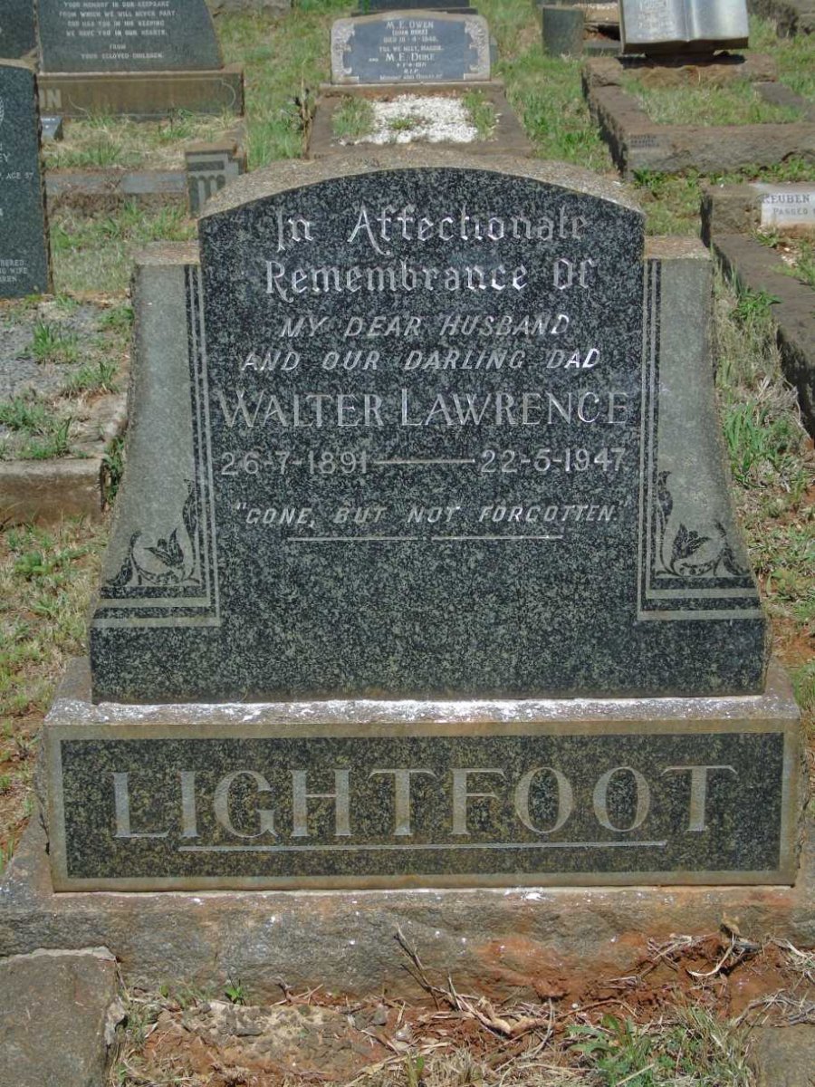 LIGHTFOOT Walter Lawrence 1891-1947