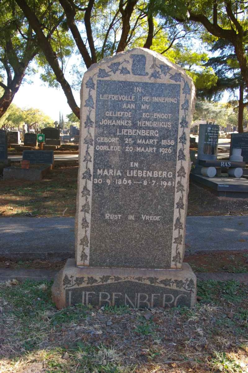 LIEBENBERG Johannes Hendrikus 1858-1926 &amp; Maria 1864-1941